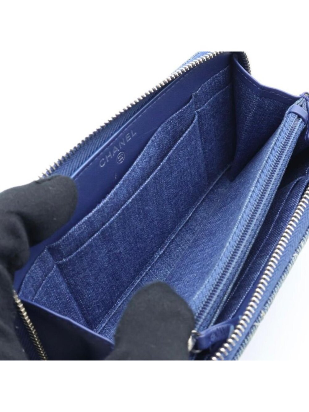 Chanel Quilted Denim Compact Zip Wallet - Picture 3 of 10